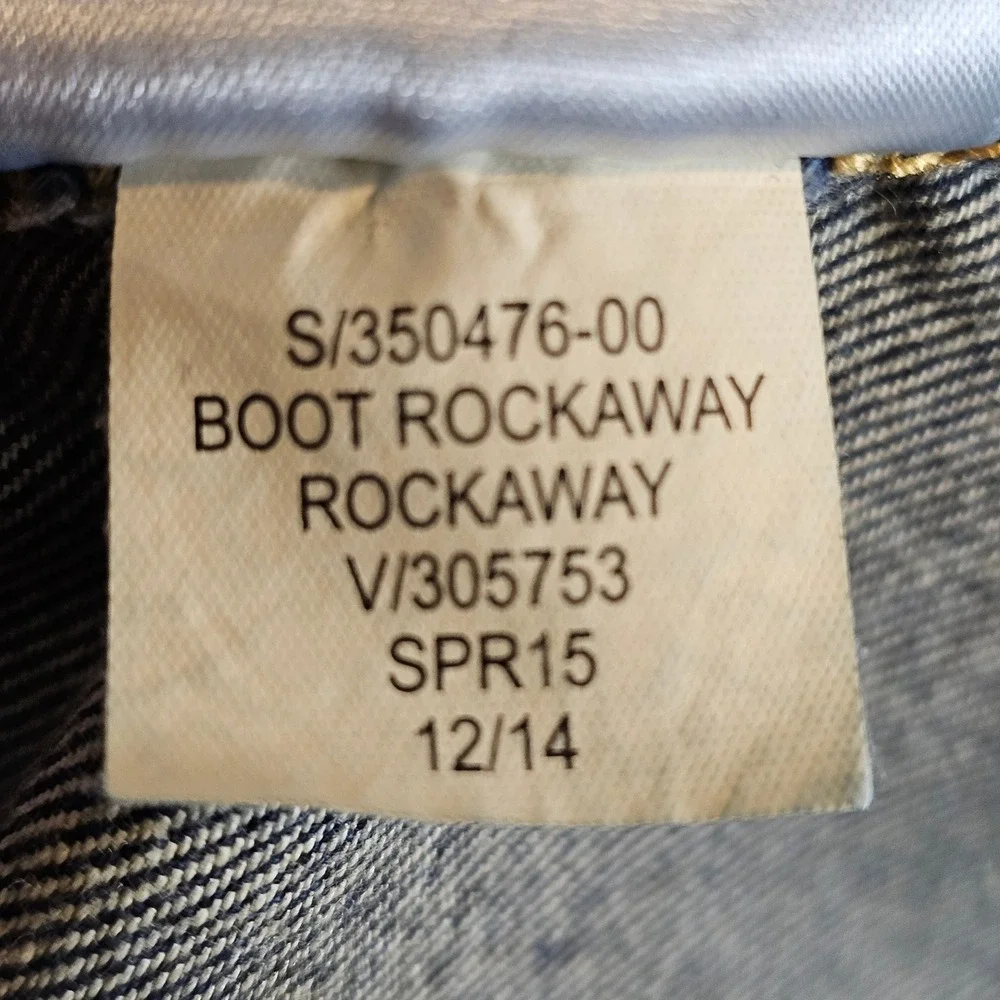 Gap 1969‎ Mens Boot Rockaway Jeans 38x30 Blue Raw Hem Frayed Denim 350476-00
